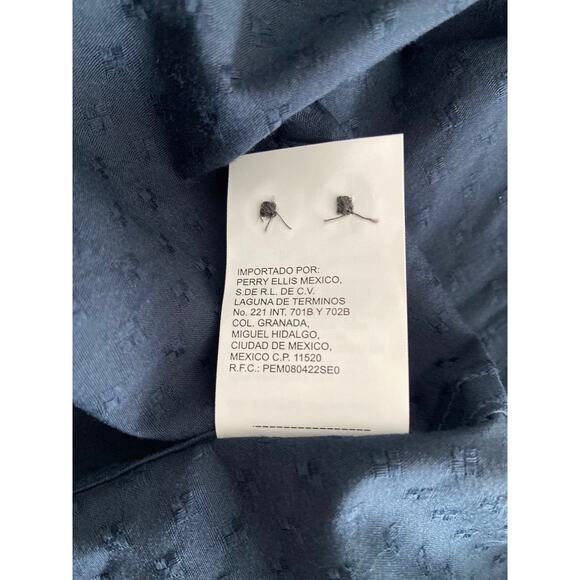 Perry Ellis Dress Shirt Men's XLT Big & Tall Cotton Long Sleeve Dk Sapphire NEW - Picture 10 of 13